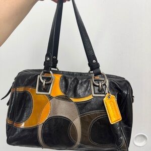 Coach Black and Orange Leather Satchel